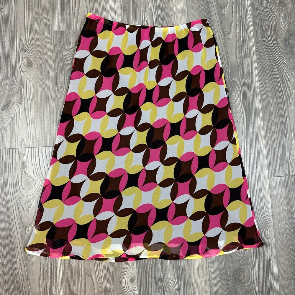 Y2K CATO Retro Geometric Print Midi Skirt – Vacation‎ & Festival Outfit
